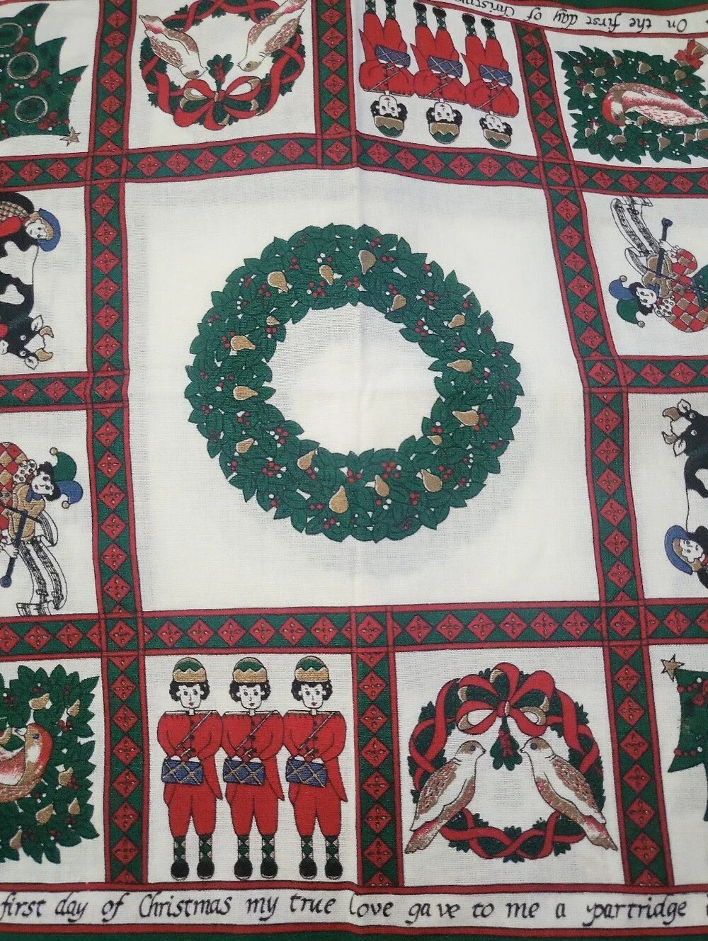 Vintage Sunweave 12 Days Of Christmas Holiday  Napkin Set Of 8